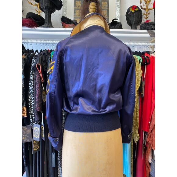 vintage 1950s reversible cropped satin womens letterman jacket s/m tennis H - Picture 6 of 8